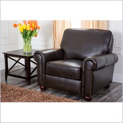 Abbyson Living Surrey Top Grain Leather Armchair Furniture Living Room Club Chairs Abbyson Living 352868