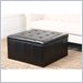 Abbyson Living Noel Wood and Leather Ottoman in Dark Truffle