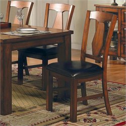 Steve Silver Lakewood Leather Dining Side Chair in Rich Oak