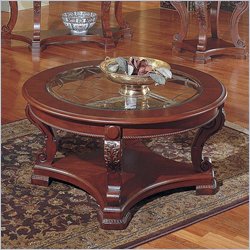 Steve Silver Canterbury Etched Glass Cherry Coffee Table