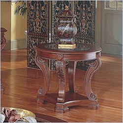 Steve Silver Canterbury Etched Glass Cherry End Table Best Price