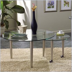 Steve Silver Galaxy Round Glass Top Coffee Table in Champagne Finish