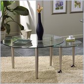 Steve Silver Company Galaxy Round Glass Top Coffee Table in Champagne Finish