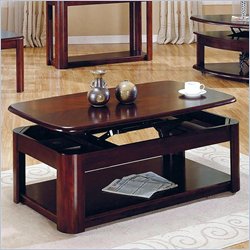 Steve Silver Lidya Rectangular Cherry Wood Lift-Top Coffee Table with Casters Best Price