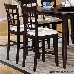 Steve Silver Waffle Fabric Box Seat Counter Side Chair in Mahogany and Cherry