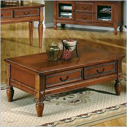 Steve Silver Nantucket Rectangular Wood Top Cocktail Table in Cherry