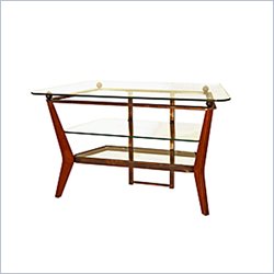 Steve Silver Saxony Glass Top TV Stand in Cherry Finish