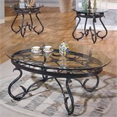 Steve Silver Company Lola 3 Piece Coffee Table Set in Dark Brown Finish