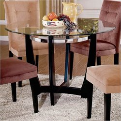 Steve Silver Matinee 48 Inch Round Glass Dining Table in Dark Cherry Finish