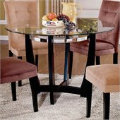 Steve Silver Company Matinee 48 Inch Round Glass Dining Table in Dark Cherry Finish