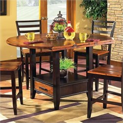 Steve Silver Abaco Drop Leaf Counter Height Storage Dining Table in Acacia Finish