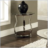 Steve Silver Company Abagail Glass Top End Table in Chrome and Espresso Finish