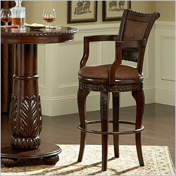Steve Silver Antoinette Bicast Leather Swivel Bar Stool in Cherry Finish