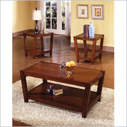Steve Silver Theodore 3 Piece Coffee Table Set in Cherry