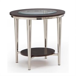 Steve Silver Norton 23 Inch Round Glass Top End Table