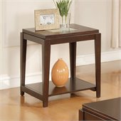 Steve Silver Company Ice End Table withCracked Glass Insert in Cherry Finish