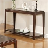 Steve Silver Company Ice Sofa Table with Cracked Glass Insert in Cherry Finish