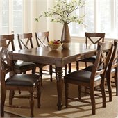 Steve Silver Company Wyndham Rectangular Dining Table with Leaf in Distressed Tobacco