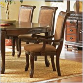 Steve Silver Company Harmony Harpback Dining Arm Chair in Dark Oak