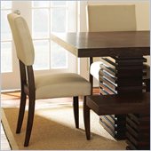 Steve Silver Company Briana Upholstered Beige Microfiber Dining Side Chair in Rich Espresso
