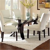 Steve Silver Company Berkley Dining Table in Espresso with Clear Glass Top