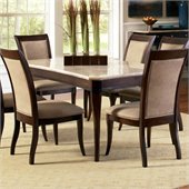 Steve Silver Company Marseille Marble Top Dining Table in Multi-Step Dark Rich Cherry