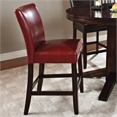 Steve Silver Company Hartford Bonded Red Leather Counter Height Chair in Dark Cherry