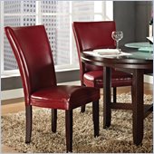 Steve Silver Company Hartford Bonded Red Leather Dining Chair in Dark Cherry