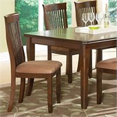 Steve Silver Company Montreal Brown Microfiber Upholstery Dining Side Chair in Dark Oak