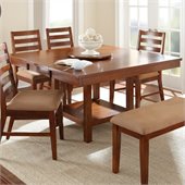 Steve Silver Company Eden Modern Dining Table with Leaf and Lazy Susan in Light Cherry