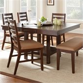 Steve Silver Company Eden Modern Dining Table with Leaf and Lazy Susan in Dark Cherry