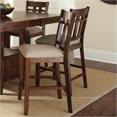 Steve Silver Company Bolton Beige Fabric Upholstery Counter Dining Chair in Dark Oak