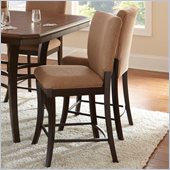 Steve Silver Company Derrick Upholstered Brown Poly-Cotton Counter Height Chair in Dark Oak