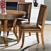 Steve Silver Company Ashbrook Upholstered Brown Vinyl Dining Side Chair in Oak