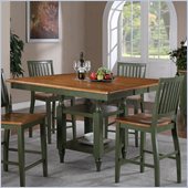Steve Silver Company Candice Counter Dining Table with Butterfly Leaf in Oak and Green