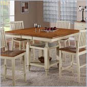 Steve Silver Company Candice Counter Dining Table with Butterfly Leaf in Oak and White