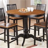 Steve Silver Company Candice Round Counter Height Dining Table in Oak and Black