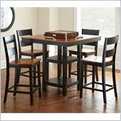 Steve Silver Company Connor Square Counter Dining Table 5 Piece Set in Black and Cherry