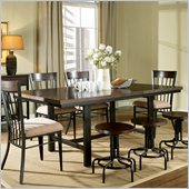 Steve Silver Company Crosby Rectangular Dining Table with Leaf in Black Metal and Espresso