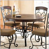 Steve Silver Company Greco Round Dining Table in Black Metal and Cherry Wood