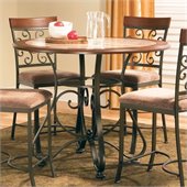Steve Silver Company Thompson Round Counter Height Dining Table in Metal and Cherry