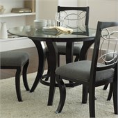 Steve Silver Company Cayman Round Dining Table in Black with Glass Top