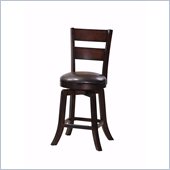 Steve Silver Company Gimlet Brown Upholstery Ladderback Swivel Counter Stool in Espresso