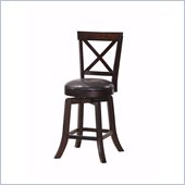 Steve Silver Company Gimlet Dark Brown Upholstery X-Back Swivel Counter Stool in Espresso
