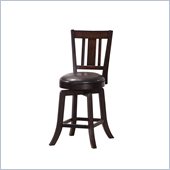 Steve Silver Company Gimlet Brown Upholstery Straight Back Swivel Counter Stool in Espresso