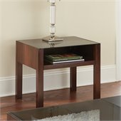 Steve Silver Company Lamar Modern Glass Top End Table in Cherry Finish
