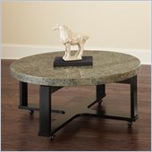 Steve Silver Company Gabriel Green Granite Top Cocktail Table with Multi-Step Black Base