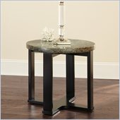Steve Silver Company Gabriel Green Granite Top End Table with Multi-Step Black Base