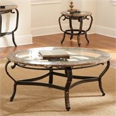 Steve Silver Company Gallinari Brown Marble Veneer Cocktail Table with Glass Insert Top