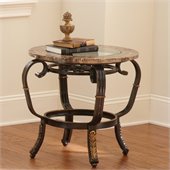 Steve Silver Company Gallinari Brown Marble Veneer End Table with Glass Insert Top